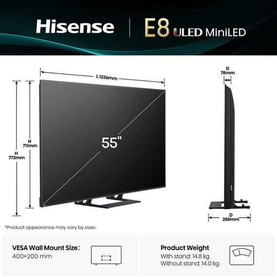 LED-телевізор Hisense 55E8Q | Зображення 2