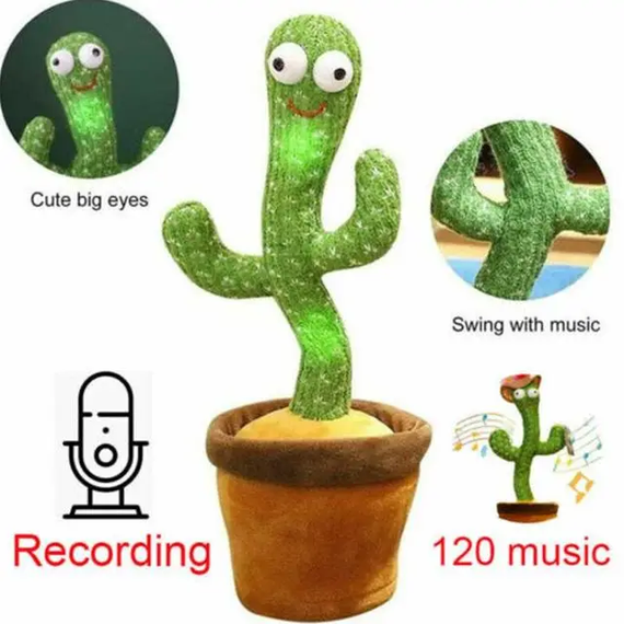 Танцующий кактус, свето - музыкальная игрушках, Dancing Cactus TikTok кактус в вазоне 34 см | Зображення 3