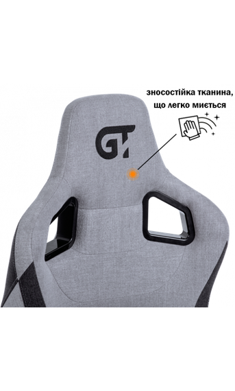Кресло геймерское GT RACER X-8005 Light GrayBlack Suede | Зображення 3