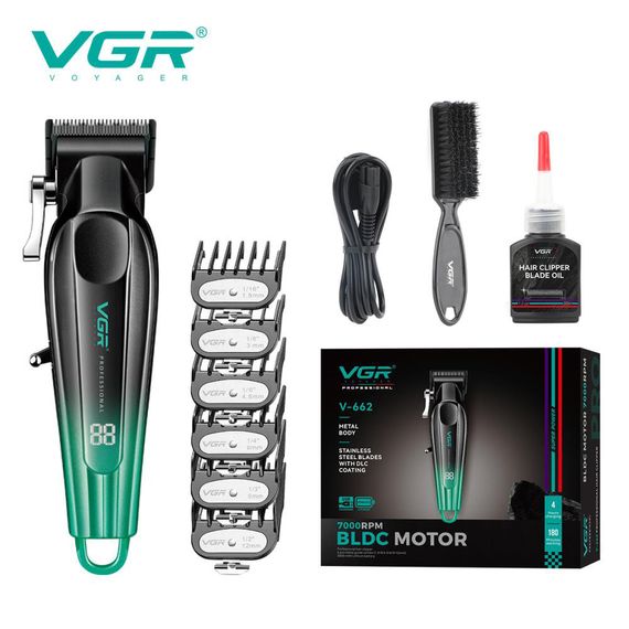 Аккумуляторная машинка для стрижки VGR V-662. EN-204 Цвет: зеленый