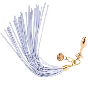 Металлическая анальная пробка Хвост пони LOCKINK SEVANDA White Pony-Tail Anal Rose-shape Plug Sex Aura