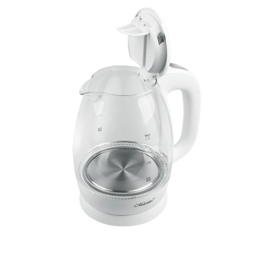 Електрочайник 1,7л 1370-1630W скло (диск) білий MR-063-WHITE Maestro | Зображення 1