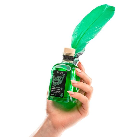 Набір для масажу Orgie – Sexy Therapy Apple (100 мл), їстівна розігрівальна олія + пір’їнка | Зображення 1