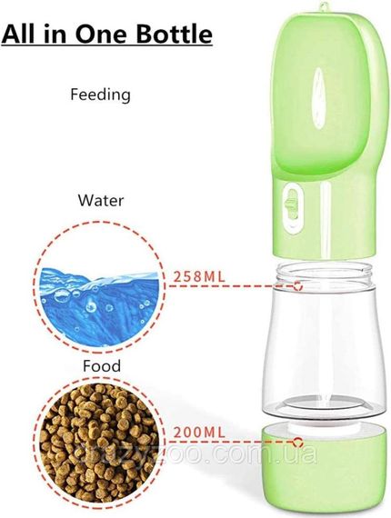 Дорожная поилка-кормушка для собак Pet Water Cup 2 в 1 оливковая Ø 7.4x26 см 350 мл 6784 | Зображення 3