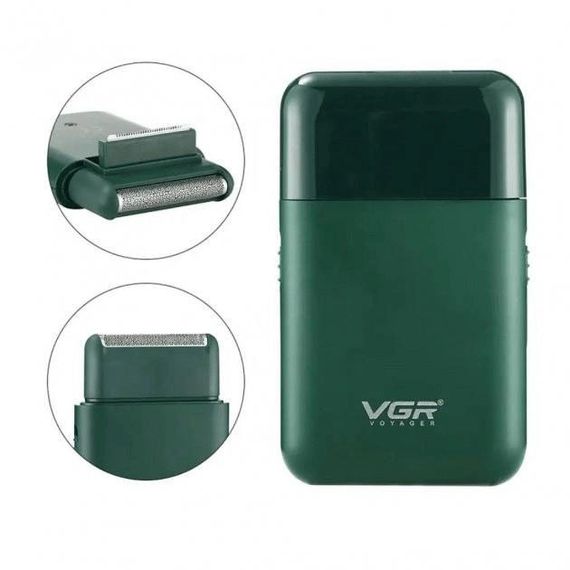Аккумуляторная мужская мини электробритва VGR V-390 для бритья бороды и усов шейвер. LM-906 Цвет: зеленый | Зображення 8
