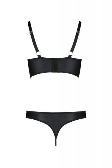 Комплект з екошкіри Passion Malwia Bikini 4XL/5XL black, з люверсами та ремінцями, бра, трусики, 4XL/5XL | Зображення 3