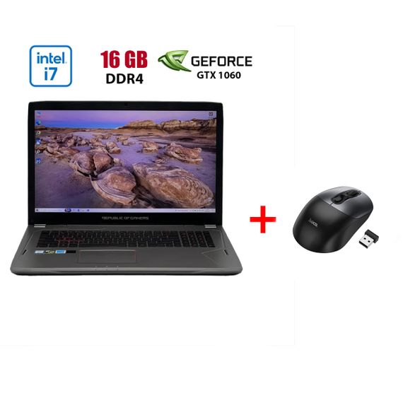 Игровой ноутбук Б-класс Asus ROG Strix GL702VM-DS74 / 17.3" (1920x1080) IPS / Intel Core i7-7700HQ (4 (8) ядра по 2.8 - 3.8 GHz) / 16 GB DDR4 / 960 GB SSD / nVidia GeForce GTX 1060, 3 GB GDDR5, 192-bit / WebCam б/у + Подарок Беспроводная мышь HOCO GM28
