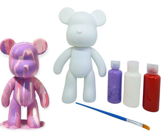 Мишка для раскраски 22,5 см разрисовка медведя DIY набор FluidViolence Bear флюидный медведь