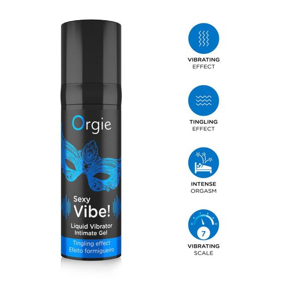 Рідкий вібратор Orgie Sexy Vibe! Liquid Vibrator, 15 мл, з ефектом мурашок Sex Aura