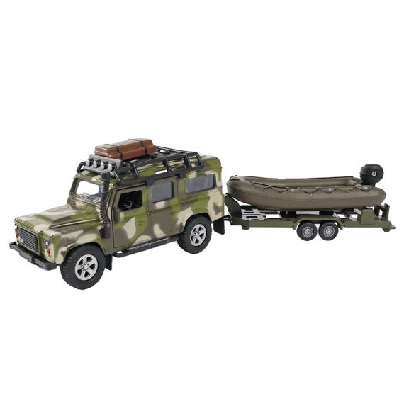 Игровой набор Land Rover Defender Mилитари с лодкой