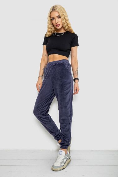 Спортивні штани жіночі велюрові, колір синій, 238R58646 | Зображення 1