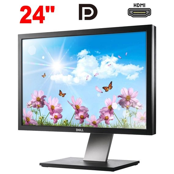 Монітор Dell UltraSharp U2410F / 24" (1920x1200) IPS / 1x HDMI, 1x DP, 2x DVI, 1x VGA, 5x USB 2.0, 1x аудіо, 1x композитний AV-вхід, 1x компонентний AV-вхід, 1x зчитувач карт пам'яті / VESA 100x100 / Pivot б/в