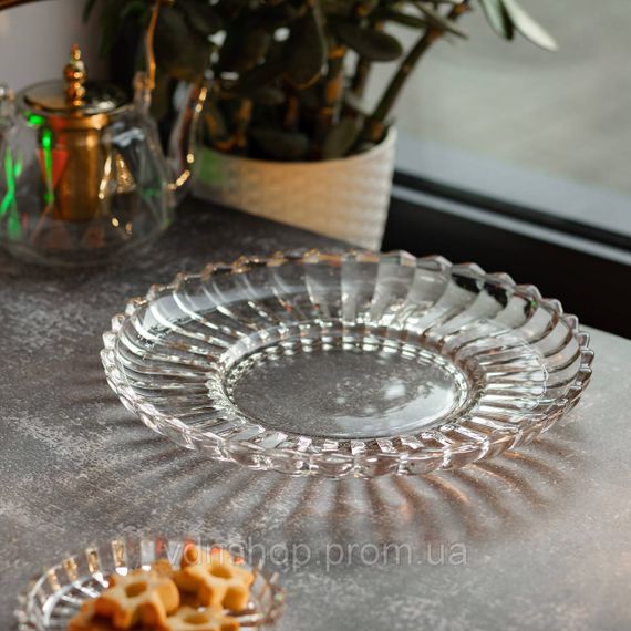 Сервірувальне блюдо Ø 28 см прозоре кругле для дому та кафе HP-YH-32 | Зображення 3