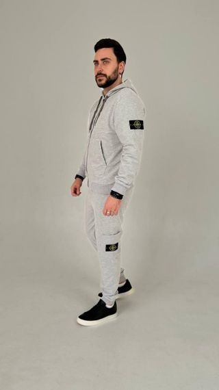 Спортивний костюм Stone Island з худі на молнії сірий | Зображення 2