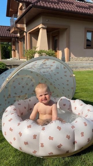 Дитячий надувний басейн Бежевий з ведмедиками | Зображення 8