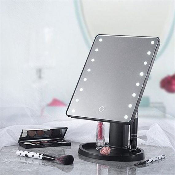 Дзеркало для макіяжу з 16 LED підсвічуванням Mirror White, Дзеркало зі світлом для макіяжу. Колір: чорний | Зображення 7