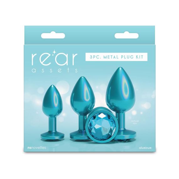 Набір анальних пробок NS Novelties Rear Assets - Trainer Kit - Iridescent Teal - Teal Gem Sex Aura | Зображення 2