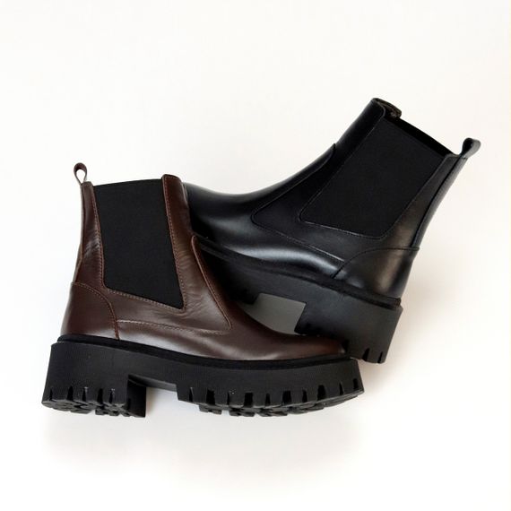 Крутые кожаные ботинки челси цвет Шоколад на тракторной подошве | Зображення 8