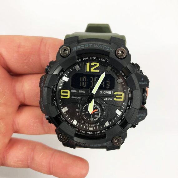 Годинник наручний чоловічий SKMEI 1965AG ARMY GREEN, Годинник армійський оригінал, Годинник спортивний. Колір: зелений | Зображення 8