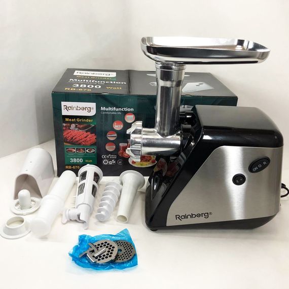 М'ясорубка електрична електром'ясорубка Rainberg RB-676 із соковижималкою 3800W, м'ясорубка для томатів | Зображення 9