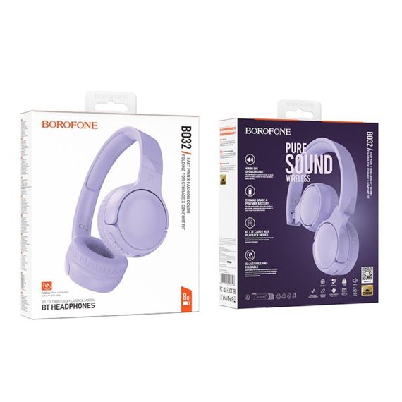 Бездротові навушники BOROFONE BO32 Show BT headphones Purple | Зображення 1