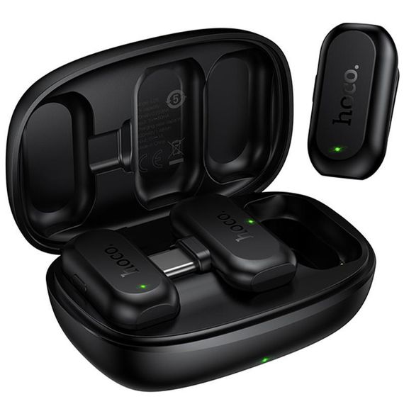 Петличный беспроводной микрофон Hoco L26 Dual-mic Smart AI (Type-C) Black