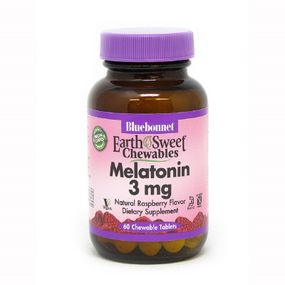 Аминокислота Bluebonnet Nutrition Мелатонин, Melatonin, 3 мг, EarthSweet, Малиновый Вкус, 60 (BLB0993) - Топ