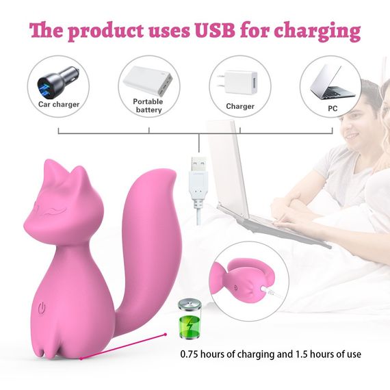 Міні-вібратор кліторальний Every Night Toys Doris у формі лисиці світло-рожевий, 10 режимів вібрації sexstyle | Зображення 3