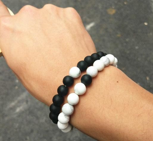 Браслет-гумка Primo Marble на руку - Black/White | Зображення 4