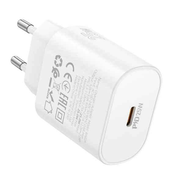 Набір СЗУ BOROFONE BA82A + Lighting кабель, PD25W, USB-C, кабель 1м, White | Зображення 2