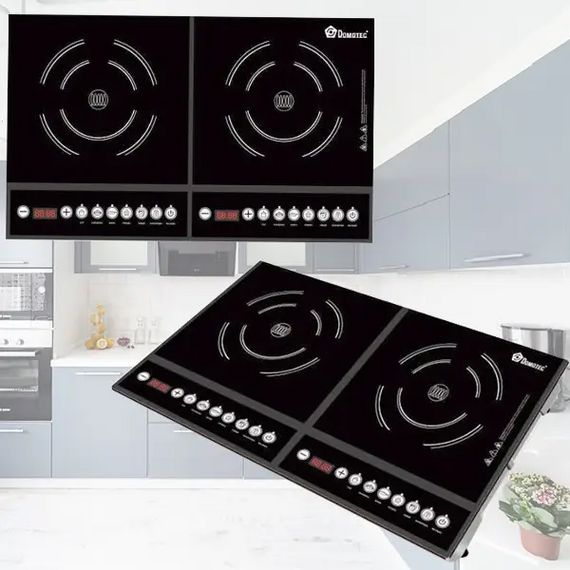 Настільна плита індукційна Domotec MS-5862 на 2 конфорки з  Led дисплеєм 4000 Вт Чорний | Зображення 2