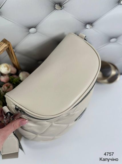 Сумка кросбоді жіноча стьобана нестандартної форми Слоте-Капучино | Зображення 3