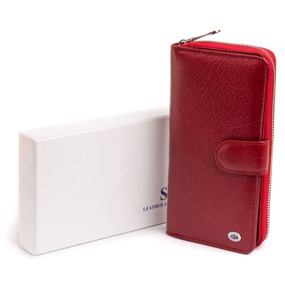 Вертикальный вместительный кошелек из кожи женский ST Leather 19307 Бордовый | Зображення 6