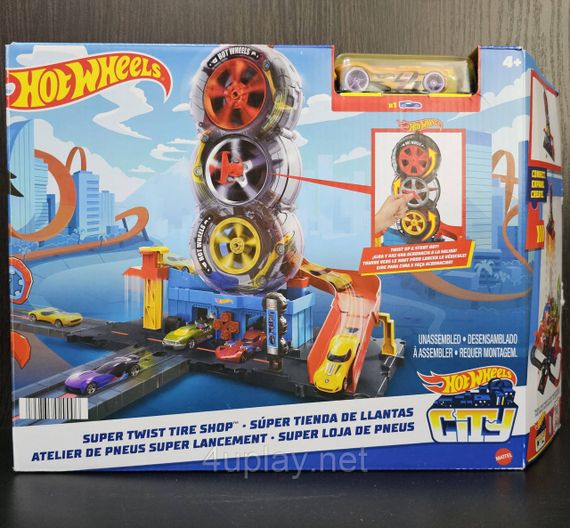 Трек Хот Вилс Сити Трюки на шиномонтаже Гараж Hot Wheels Мастерская Крутой поворот Super Twist Tire Shop | Зображення 6