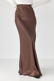 Жіноча атласна довга спідниця на резинці - темно-коричневий цвет, M (є розміри)
