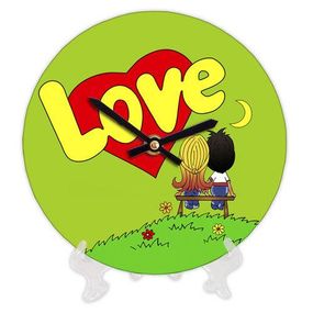 Часы настенные круглые Love зеленые 18 см (CH18_P_17LV003)