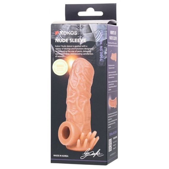 Насадка на член з відкритою головкою та отвором для мошонки Kokos 12 см. NS 005-M | Зображення 6