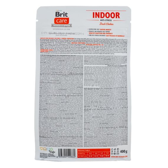 Корм сухий Brit Care Cat Grain Free Indoor Anti-stress для дорослих домашніх котів гіпоалергенний з куркою 400 г | Зображення 2