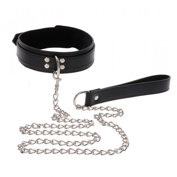 Нашийник широкий з повідцем Taboom Luxury Bondage Essentials чорний Sex Aura | Зображення 3