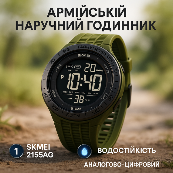 Годинник для активного військового SKMEI 2155AG, Годинник тактичний протиударний для подорожі GR-36