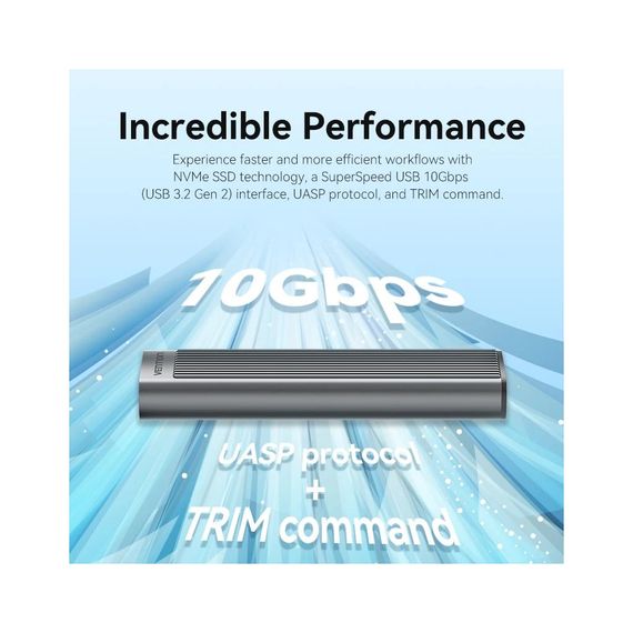 Карман внешний Vention SSD M.2 (NVME) M-key USB Type-C 3.2 10Gbps Heat Sink Aluminum (KPKH0) | Зображення 3