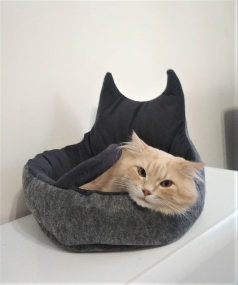 Спальное место для кота с подушкой "Корзинка" серое | Зображення 2
