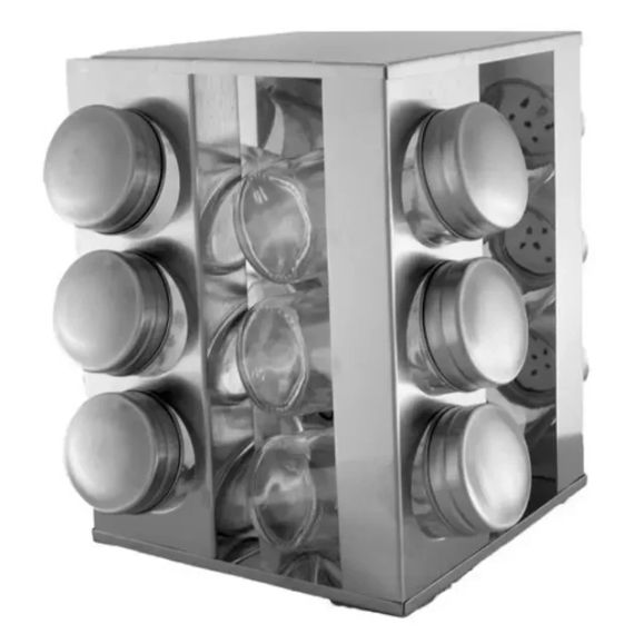 Набор емкостей для специй на подставке UNIQUE 12 в 1 Квадрат Органайзер для приправ | Зображення 1