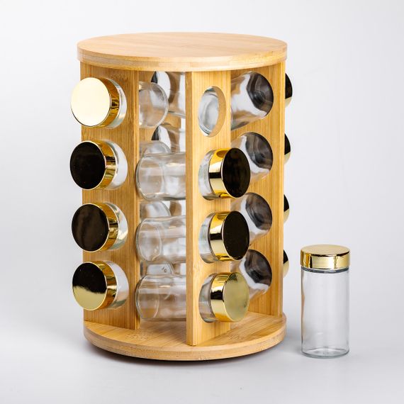 Набор для специй на деревянной подставке 16 стеклянных емкостей для приправ HP-1367 | Зображення 5
