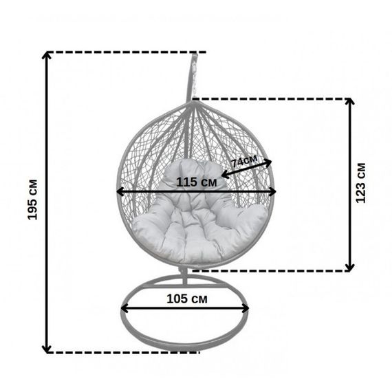 Підвісне крісло-гойдалка кокон Bonro Бонро 329 XL (коричнево-сірий) (42400922) | Зображення 3