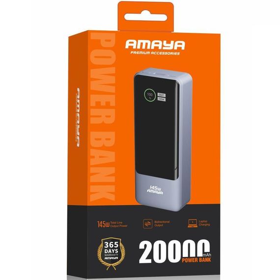 Портативний ЗП Power Bank Amaya FD23 145W with display and cable 20000 mAh Gray | Зображення 2
