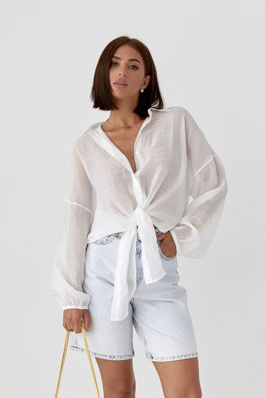 Напівпрозора сорочка з тенселу - білий цвет, XS/S (є розміри)