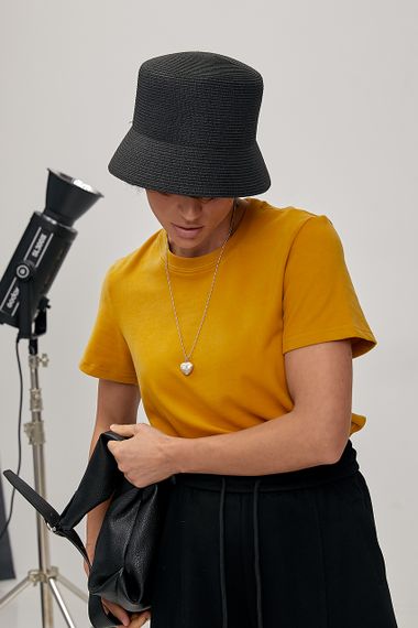 Однотонна трикотажна футболка - гірчичний цвет, ONE SIZE (є розміри)