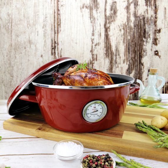 Кастрюля-жаровня Vitrinor Dutch Oven 2111692, 5 л, 26 см, стальная с крышкой и термометром, черная | Зображення 1