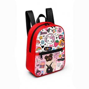 Детский мини-рюкзак красный с принтом Dream Kitty для девочки 28×24×10 см мини-сумка детская (5276)